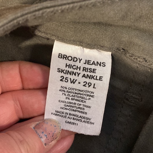 BRODY Women's High Rise  Ankle Skinny Dark Green Skinny Cargo Pants (Size 25) - Picture 10 of 12